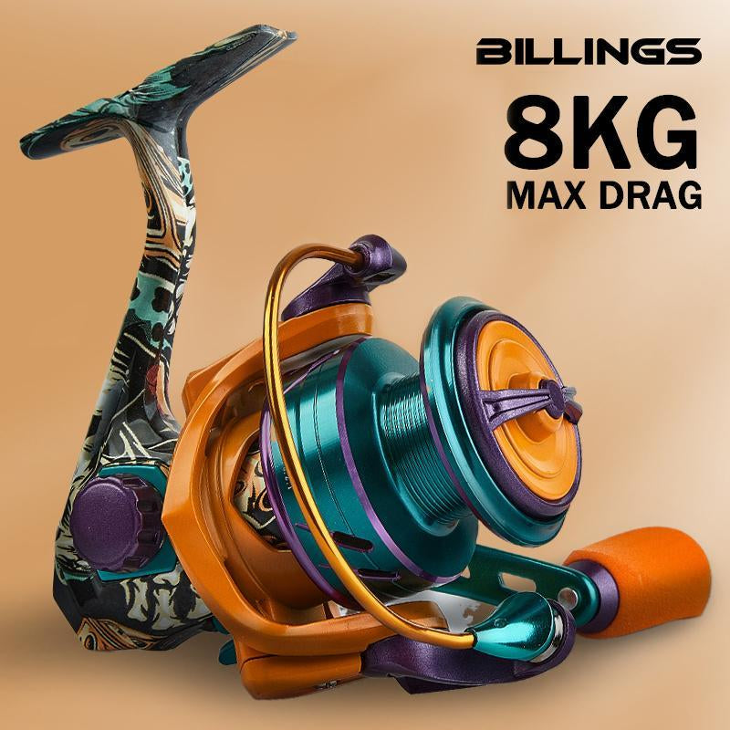 BILLINGS HA 1000-4000 Series Spinning Reel, 5.2:1 Gear Ratio, 8KG/18LB Max Drag, Durable Metal Fishing Reel for Freshwater and Saltwater Fishing Tackle, Fishing Equipment Christmas Gift Ideas, Gifts for Men, Fishing Stuff