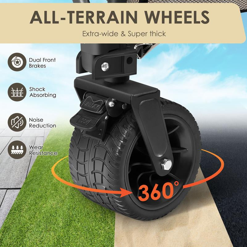 54" Double Decker Wagon Cart with Wheels Foldable, 400L Large Capacity Collapsible Wagon, 550LBS Load Carts, Beach Wagon for Camping Outdoor Portable