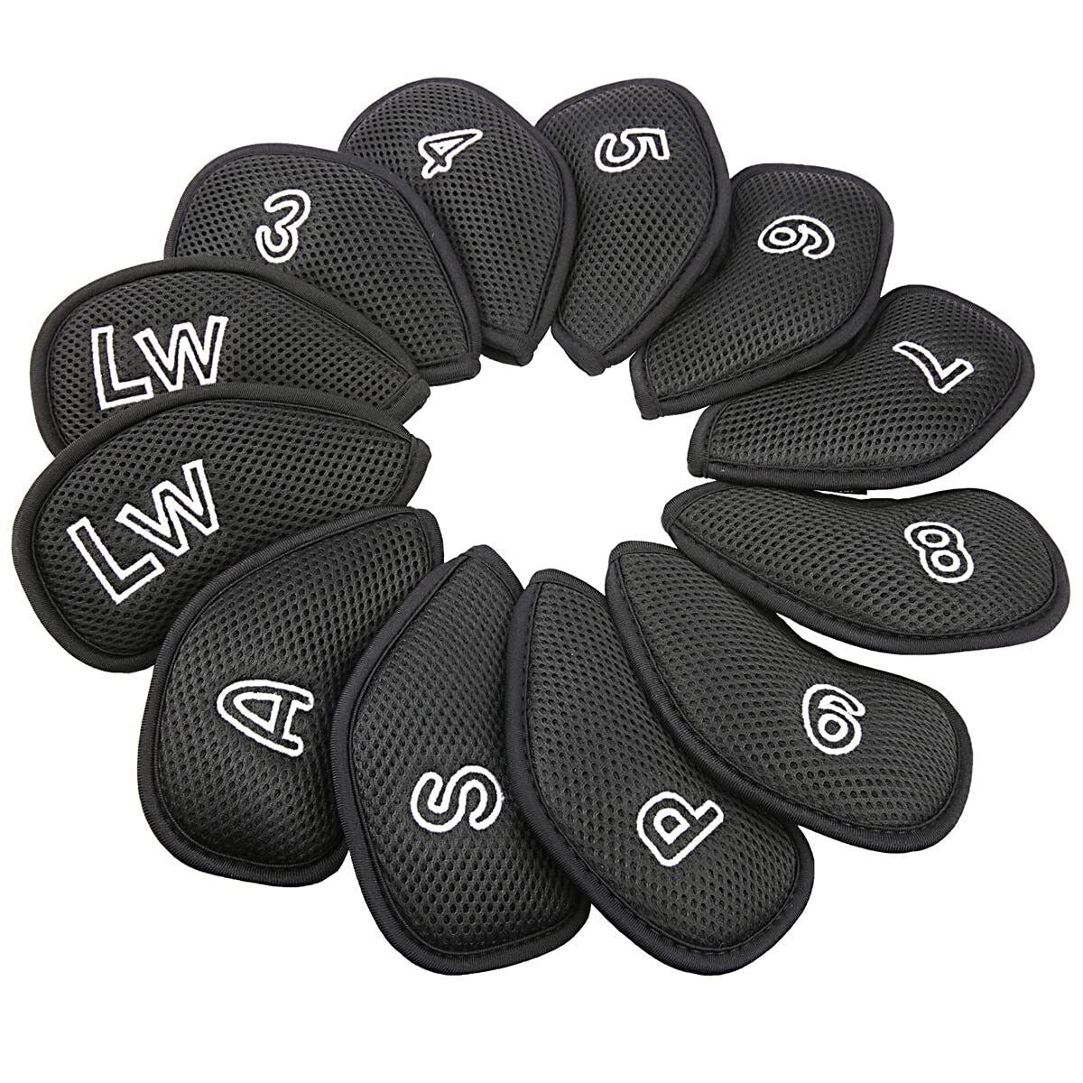 Golf Builder 12Pcs/Pack Meshy Golf Iron Covers Set Golf Club Head Cover Fit Most