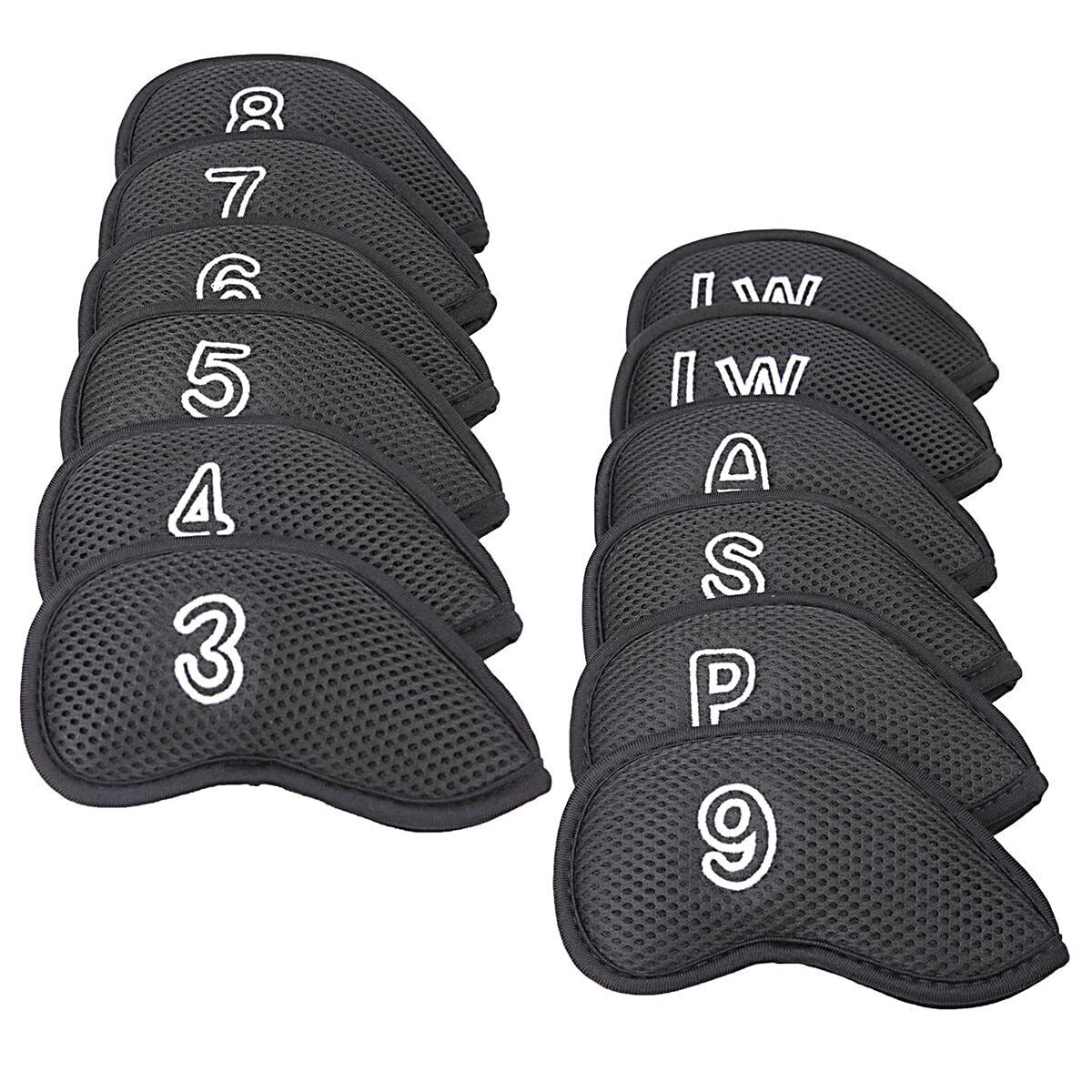 Golf Builder 12Pcs/Pack Meshy Golf Iron Covers Set Golf Club Head Cover Fit Most